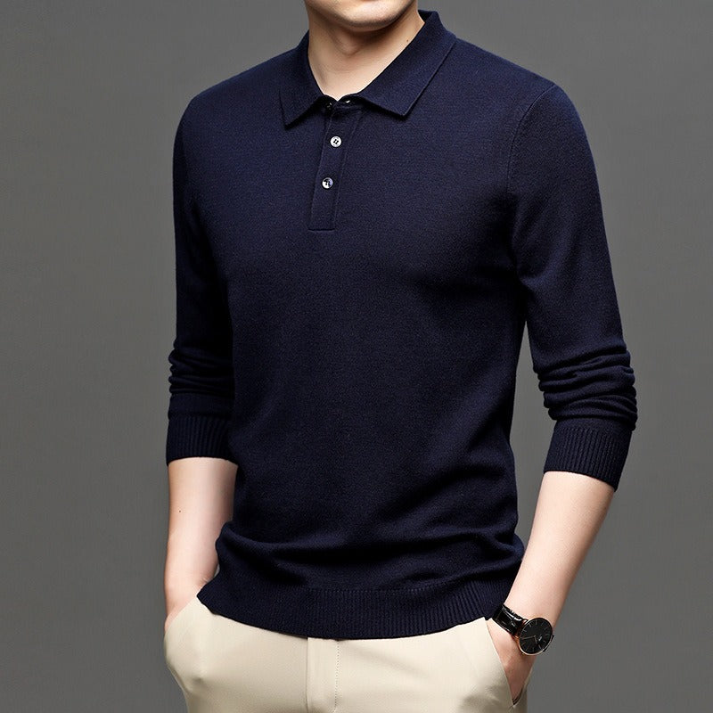 Men's Lapel Knit Pullover Sweater gods grace