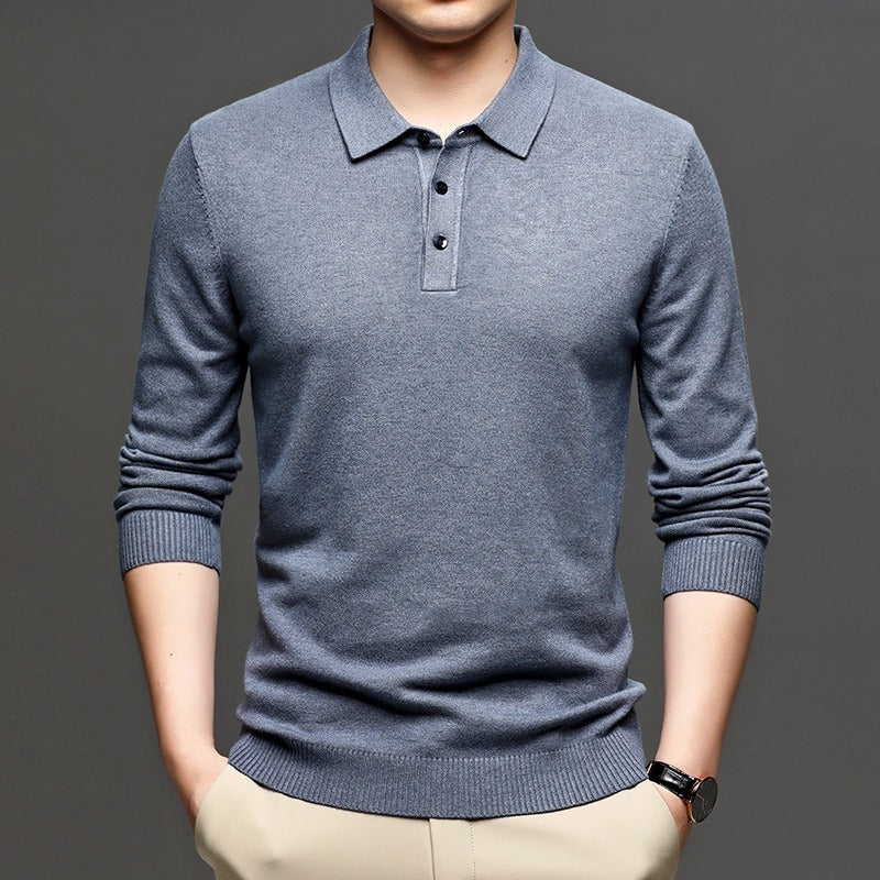 Men's Lapel Knit Pullover Sweater gods grace