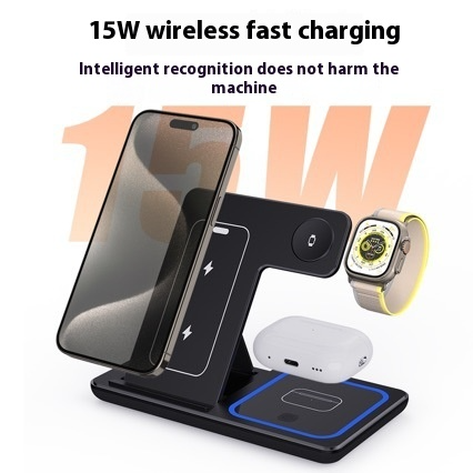 3 In 1 LED Fast Wireless Charger Stand Foldable Charging Station gods grace