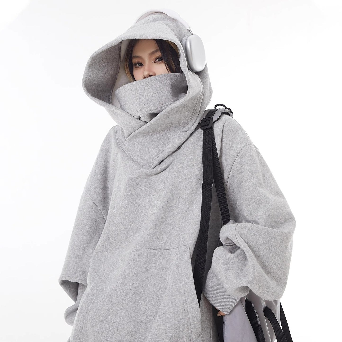 Loose High Collar Fleece Lined Hoodie gods grace