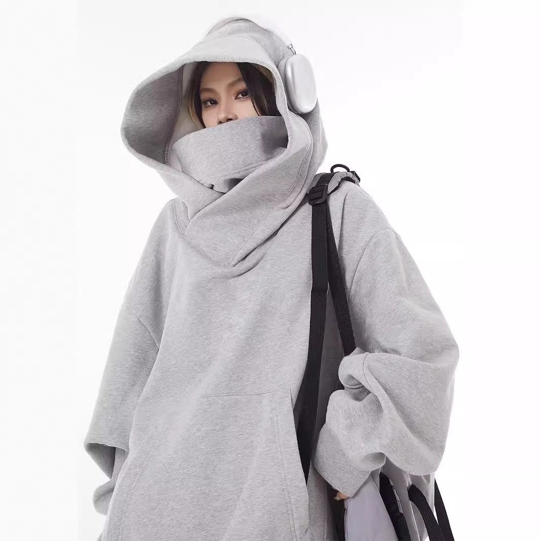 Loose High Collar Fleece Lined Hoodie gods grace