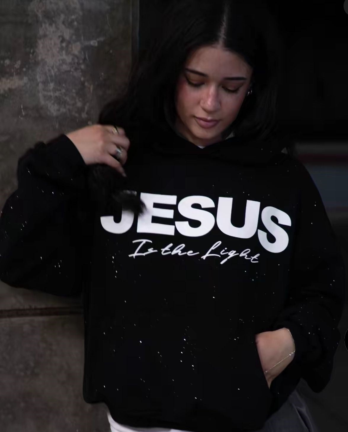 Pullover Round Neck Hooded Sweatshirt gods grace