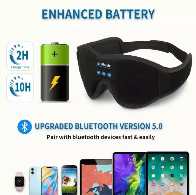 3D Eye Mask Bluetooth 50 Unlimited Music Stereo gods grace