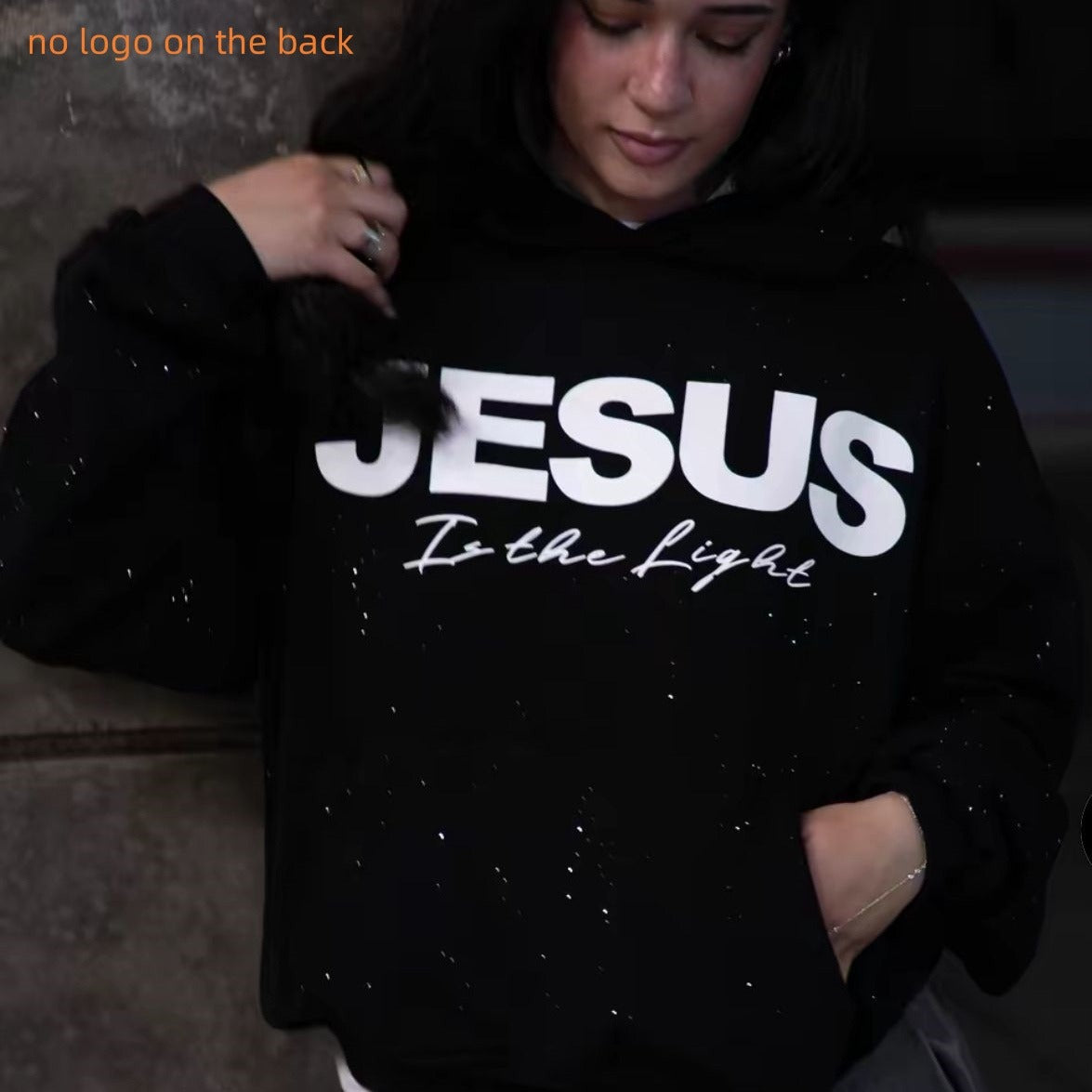 Pullover Round Neck Hooded Sweatshirt gods grace
