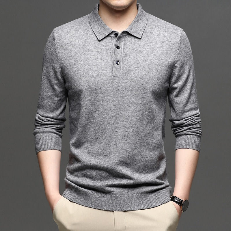 Men's Lapel Knit Pullover Sweater gods grace